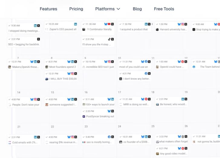 Bulk Scheduling Dashboard - PostSyncer bulk upload interface showing CSV import and content calendar